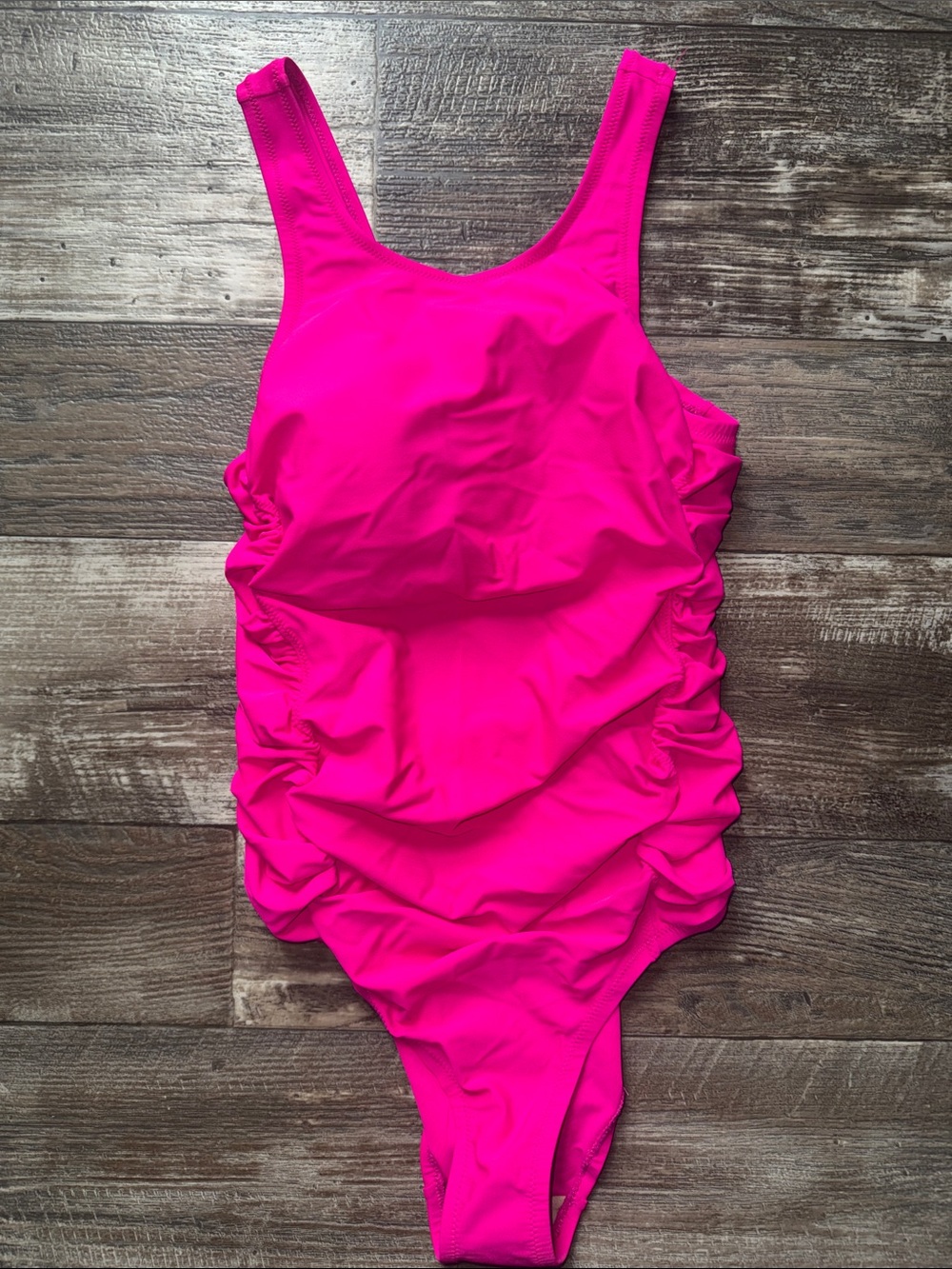 Maternity Hot Pink One-Piece Swimsuit - Classic Ruched Style